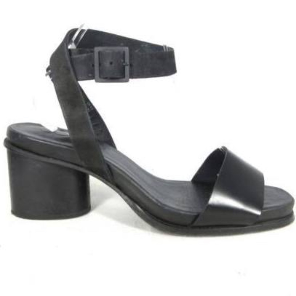 COS Black Leather Strappy Block Heel Sandals